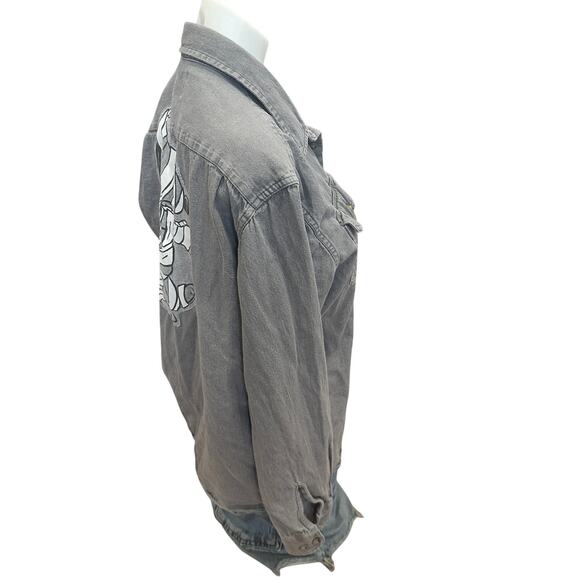 Halloween Snoopy Denim Button Down Shirt Oversized MEDIUM Jean Unique Mummy - Picture 3 of 7